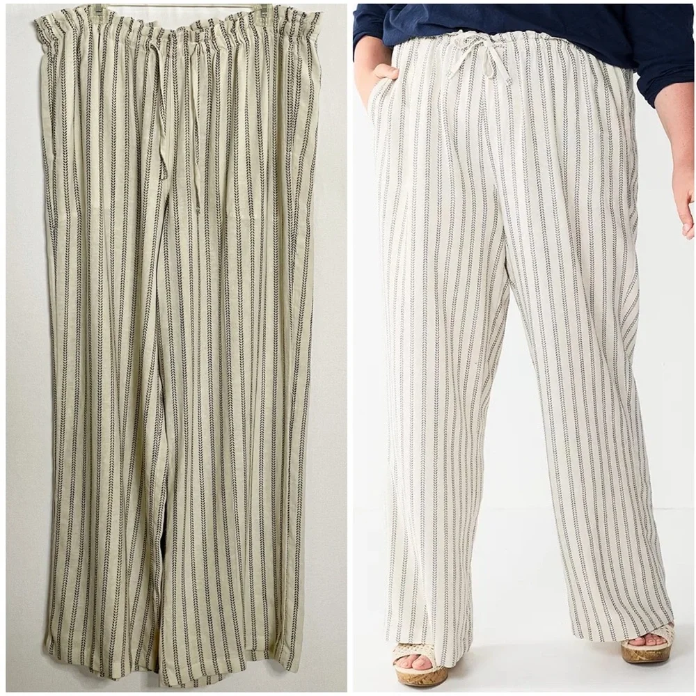 Sonoma XL Linen Blend Wide Leg Beachy Boho Comfy Pants